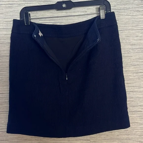 Loft Navy Blue Knitted Cotton Blend Lined Womens Mini Skirt Size 10 525 - Picture 6 of 6